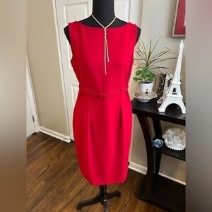 ❣️Classy Jones New York Red Holiday New Years Dress w/ Belt 8 Medium